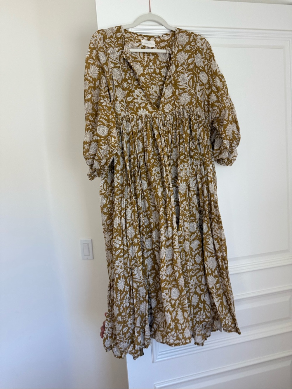 Daughters of India Mustard Floral Midi Dress